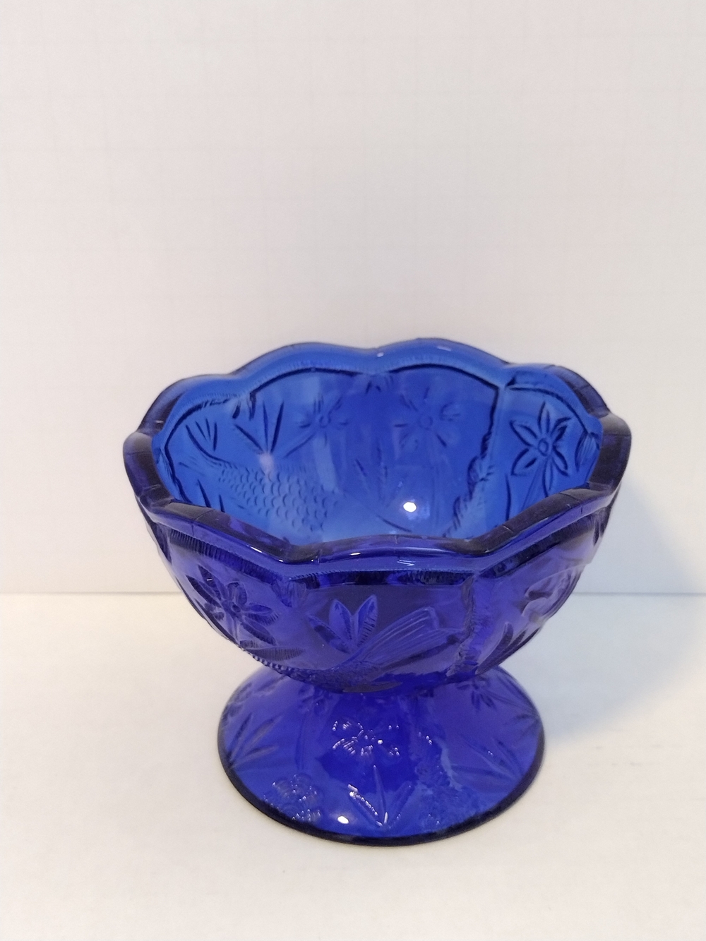 Indiana Glass Cobalt Blue Pressed Glass Pedestal Dish